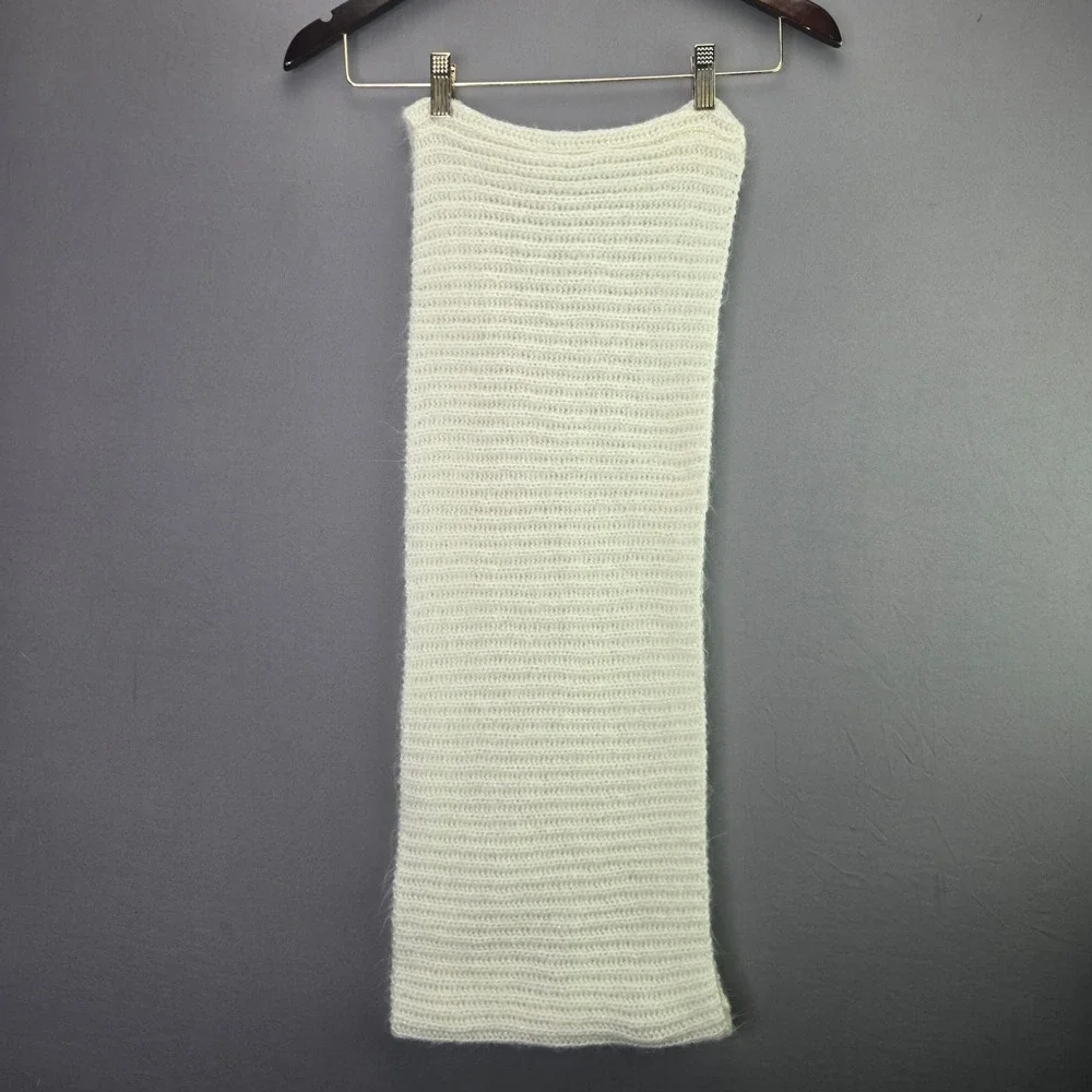 Forever 21 Infinity Scarf Ribbed Knit Metallic Shimmer OS Ivory White Winter